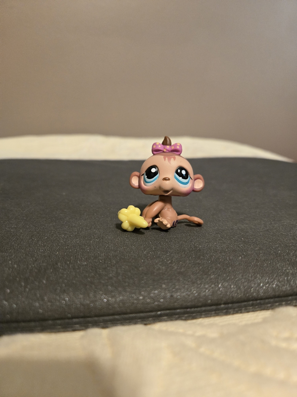 Littlest Pet Shop Brown Monkey Figure with Pink Bow #1422